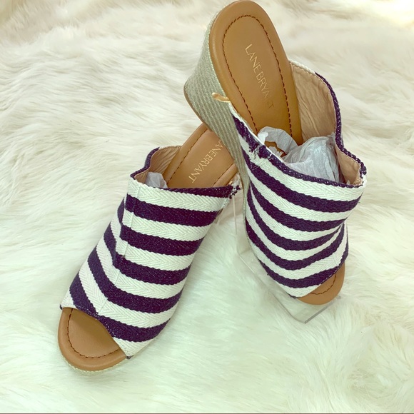 Lane Bryant Shoes - NWOT Lane Bryant Striped Espadrille Mules